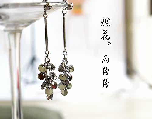 100365 烟花。雨纷纷 镀18K金 耳环