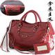 巴黎世家机车包中号酒红色通勤包原版品质