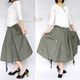 军绿 简约气质 两片式扣接全棉超大摆中裙 ZB1