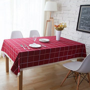 英伦红格子印花餐桌布家用盖布纯棉台布地中海布艺茶几布