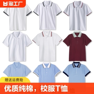 校服短袖小学生夏季polo衫套装中大童幼儿园园服T恤纯棉班服翻领