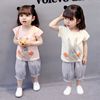 三四岁女宝宝夏装套装2韩版3洋气女童，t恤短袖4夏季五六岁女孩衣服