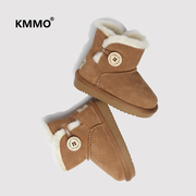 KMMO儿童雪地靴2023童靴男孩棉靴子宝宝冬季女童短靴防水鞋子
