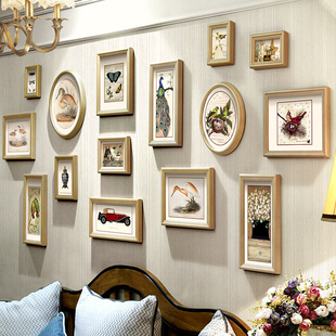 美式客厅照片墙组合欧式餐厅，挂墙相框墙面装饰卧室创意结婚礼物