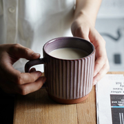 欧式马克杯创意陶瓷复古条纹水杯家用办公咖啡杯茶杯带手柄早餐杯