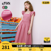 妖精的口袋法式连衣裙女2023夏季显瘦粉色复古设计感森系长裙