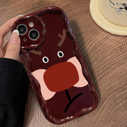 可爱圣诞小鹿表情适用苹果1514promax手机壳华为mate60pro红色，nova11小米14oppo红米vivo卡通iphone13保护套