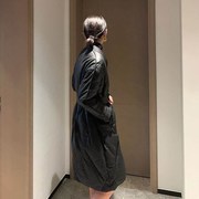 海宁皮衣2021秋冬季PU皮羽绒棉衣棉服女中长款外套收腰棉袄