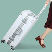铝框行李箱20拉杆箱大学生旅行箱白色，防刮箱潮男女，24寸万向轮网红