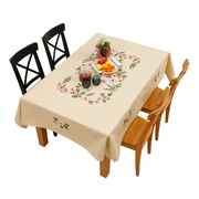 定制美式花朵布艺桌布香芋谷色餐桌布，欧式多尺寸时尚，茶几布长方(布长方)