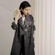 日本中长款风衣外套女2023春秋季麂皮绒，高级感大衣