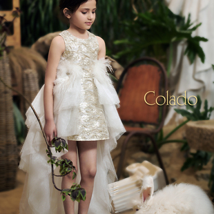 Colado高端定制女童公主裙晚礼服女儿童走秀主持人钢琴表演演出服