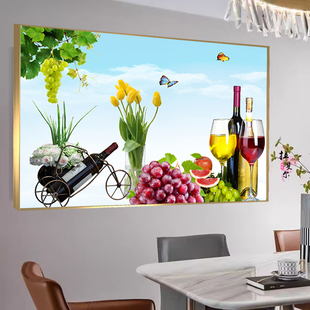 水果餐厅装饰画单幅晶瓷画客厅，卧室墙挂画饭厅单联金属框壁画
