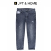JPTHOME23春美式系列男士合体版型自然洗水平头腰破洞牛仔长裤