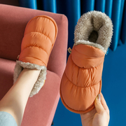 雪地靴女冬季2023保暖一脚蹬中筒靴子防水羽绒布女士加绒棉鞋