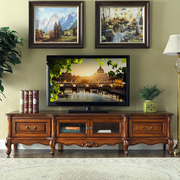 美式实木电视柜茶几小户型窄款欧式客厅，电视机柜2.4米别墅地柜1.8