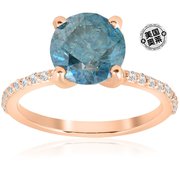 pompeii33 1/5 克拉蓝色钻石订婚戒指 14k 玫瑰金 - 14k 玫瑰金