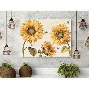 diy数字油画客厅餐厅花卉简单填色手工绘装饰画油彩画 阳光向日葵