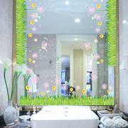 3d立体浴室卫生间镜面卡通，猫咪墙贴纸贴画镜子，边框装饰自粘小图案