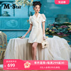M-Star明星系列夏季短袖法式泡泡袖连衣裙女西装裙气质公主裙