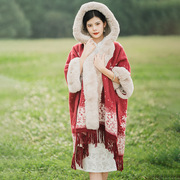 旗袍披肩搭配外套披风加厚款中国风改良日常冬款保暖配饰雪花斗篷