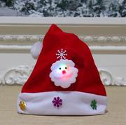 圣诞节装饰品小孩帽礼物圣诞帽子成人儿童卡通帽老人雪人帽发光帽