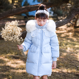 女童羽绒服中长款冬季加厚甜美洋气中大儿童韩版2023童装外套