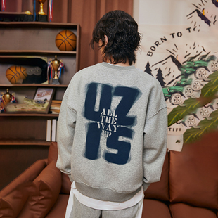 有志者UZIS美式篮球运动卫衣男休闲宽松跑步训练圆领套头上衣迷影