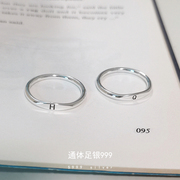 纯银戒指女小众设计ins对戒刻字一对999足银，素圈男指环潮尾戒小指