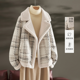 品牌折扣羊毛小香风夹棉外套，女2023冬季加厚加绒短款夹克