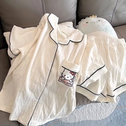 纯棉睡衣女款夏季2023短袖短裤卡通hellokitty家居服套装