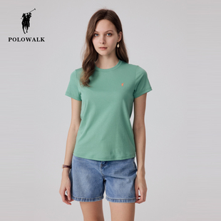 POLOWALK短袖T恤女士今年漂亮流行清凉夏装显瘦修身半袖气质上衣