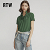 rtw美式复古基础polo衫，女式夏季休闲绿色，户外短袖t恤纯棉上衣
