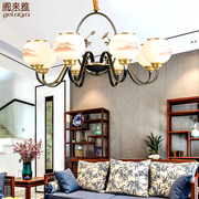 新中式客厅灯餐厅子母吊灯 中国风复古全铜灯具卧室灯 古典书房灯