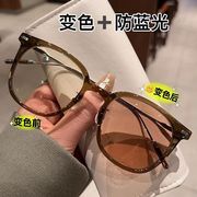 自动感光变色防紫外线眼镜女近视可配高级韩版显瘦防蓝光平光镜框
