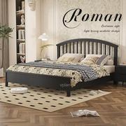 vplan罗马床(罗马床)法式复古风黑色实木床，1.8米双人床简约现代婚床1.5m