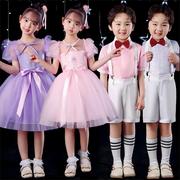 儿童合唱演出服女童舞蹈蓬蓬裙公主裙男童背带礼服中小学生表演服