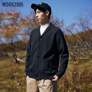 WOOG2005男士黑色V领长袖毛衣开衫秋冬季潮流针织衫外套