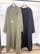 18605高级感西装领时髦大廓型铜氨丝风衣大码单排扣垂感长款外套
