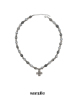 wumulle 中式拼接大理石灰色珠项链 叠搭十字架纹路复古质感B16