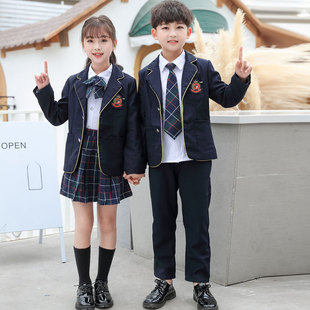 幼儿园园服男女韩版学院风，小学校服秋冬季儿童装西装班服三件套装