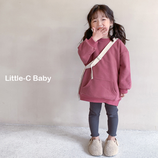 搭配必入！韩国儿童2024春装男女童小宝宝中长款加绒加厚卫衣