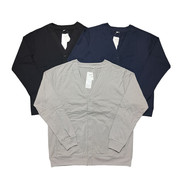 日系极简主义纯色低调合身简约短装v领单排扣开衫，男卫衣y510