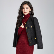 HONB红贝缇小香风外套晚会新年女装冬季重工羊毛气质粗花呢上衣