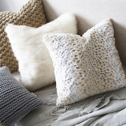 现代简约时尚纹豹纹，样板房沙发卧室装饰毛绒，抱枕套腰枕靠垫方枕