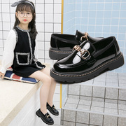女童豆豆鞋2023春秋软底黑色表演出小皮鞋儿童英伦风公主秋款单鞋