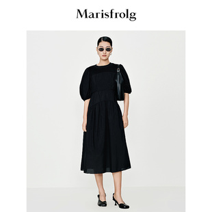 新能量(新能量)黑裙玛丝菲尔2024春季经典新能量(新能量)小黑裙气质连衣裙