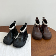 秋冬季儿童马丁靴1-2-3岁宝宝短靴4男童女童皮靴中小童软底单靴子