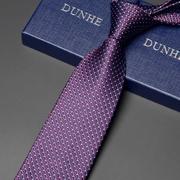 商务正装紫色领带男士，结婚新郎商务职业装，团体8cm拉链式易拉得潮