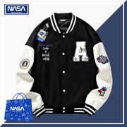 NASA美式潮牌棒球服男士外套2023春秋季情侣宽松男生休闲夹克
